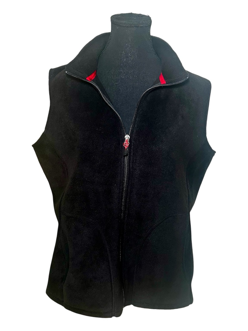 Woolrich NWT Women’s Casual All Black Fleece Zip-Front Vest, Size Large